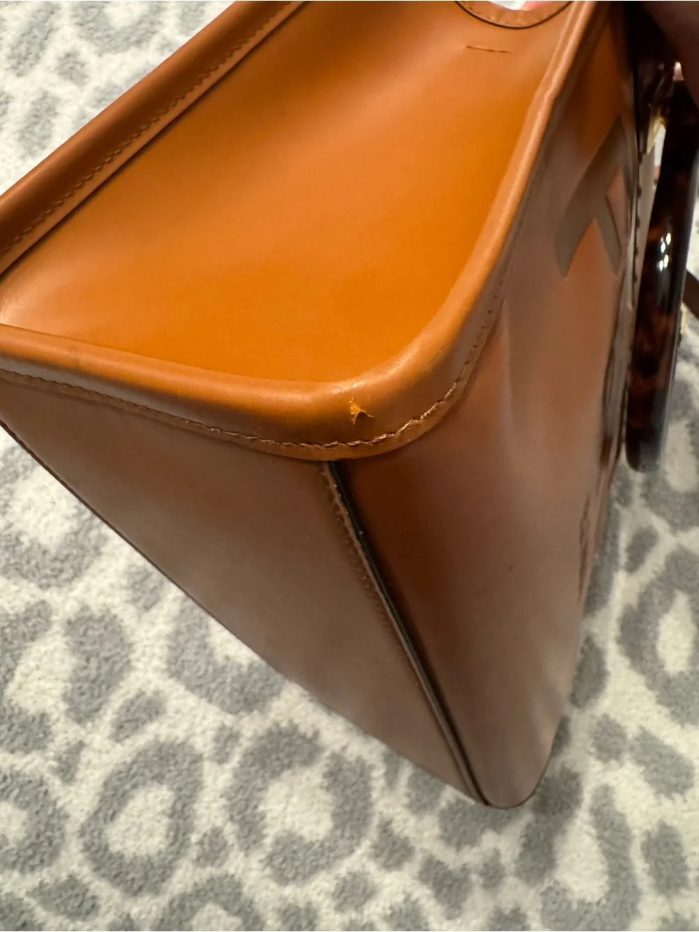 Fendi Sunshine Leather Tote with Tortoiseshell Handles